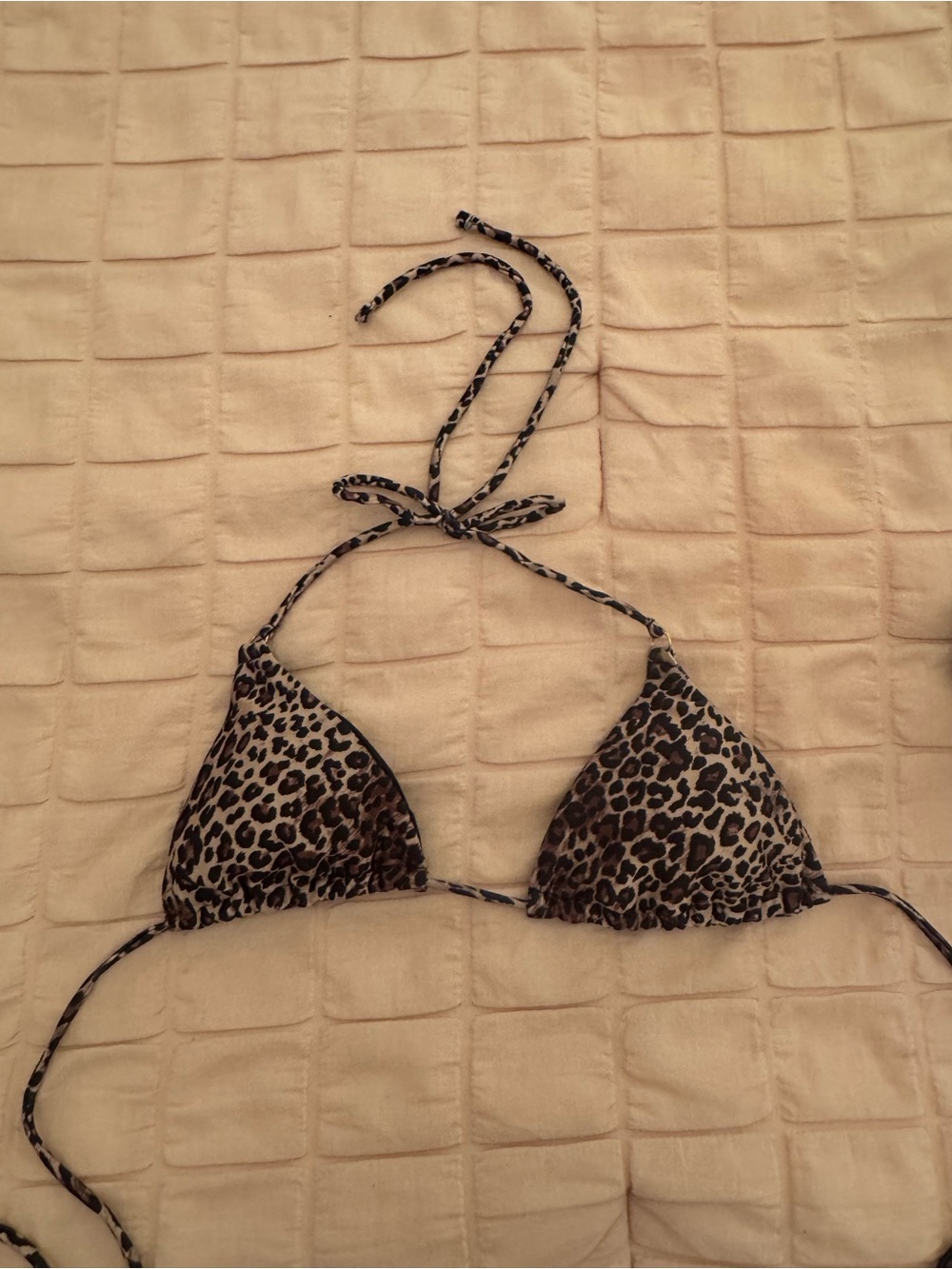 Charlotte Russe Leopard Print Triangle Bikini Top - Brown and Black